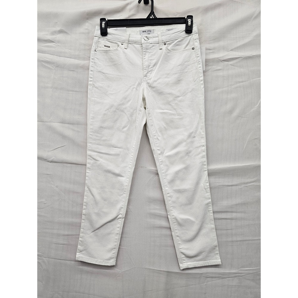 Nine West Womens Gramercy Crop Jeans White Cotton Blend Casual Size 4
